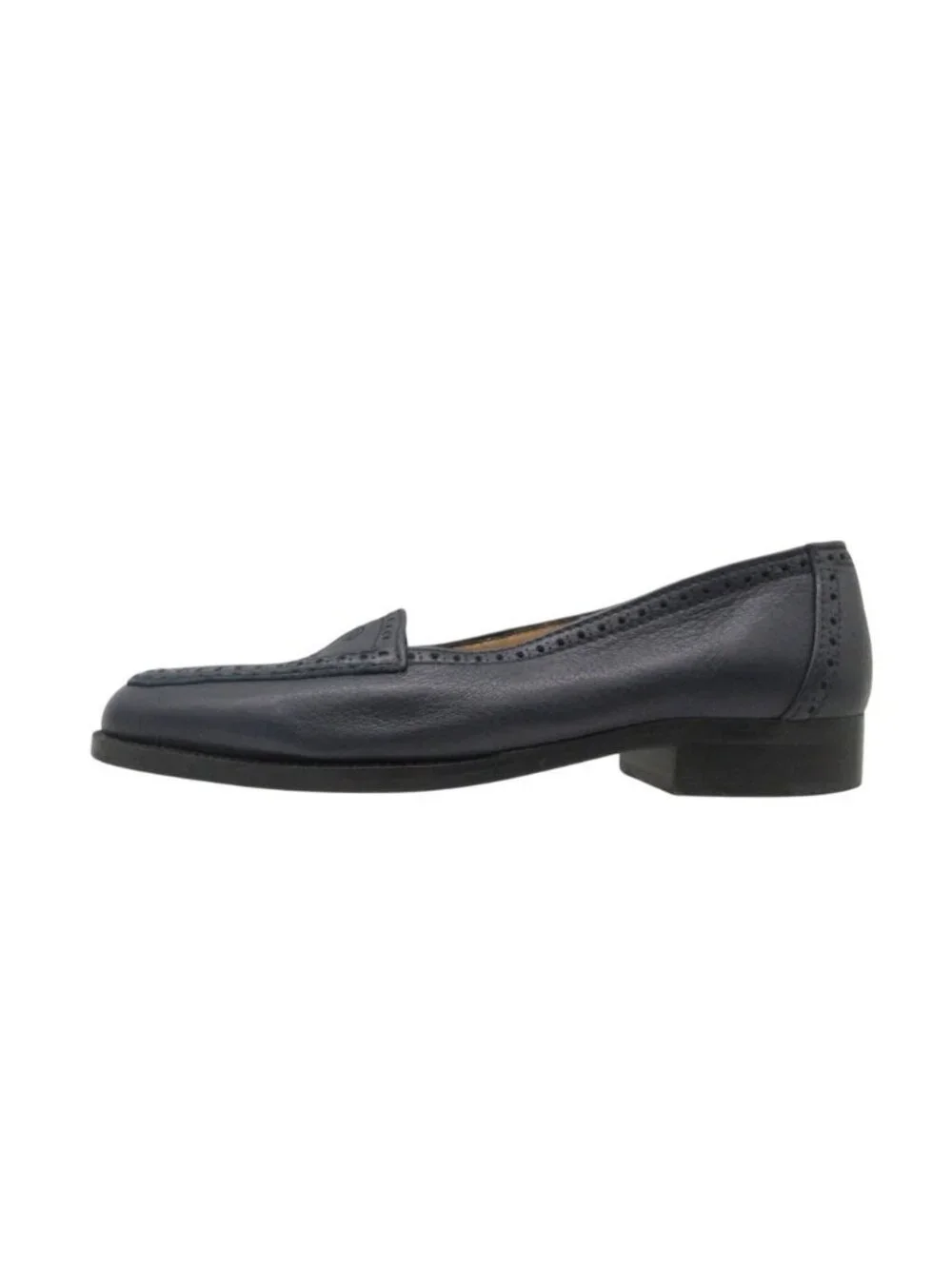 Chanel Loafers Moccasins CC Logo Leather Slip-on Shoes Navy
